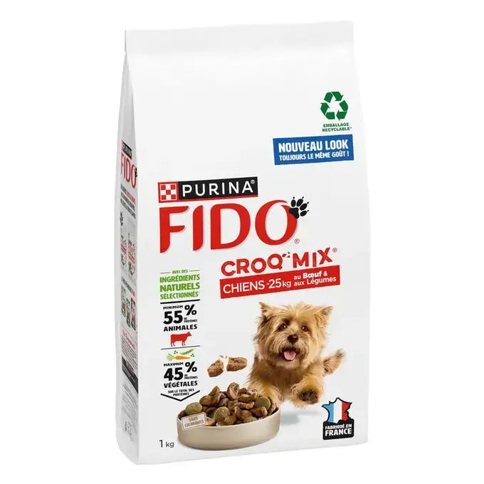 FIDO® CROQ’ MIX® - Chiens de moins de 25Kg Au Bœuf & aux Légumes - Croquettes pour Chien