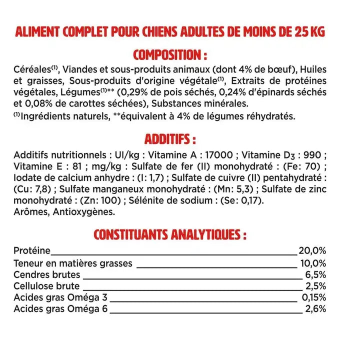 FIDO® CROQ’ MIX® - Chiens de moins de 25Kg Au Bœuf & aux Légumes - Croquettes pour Chien