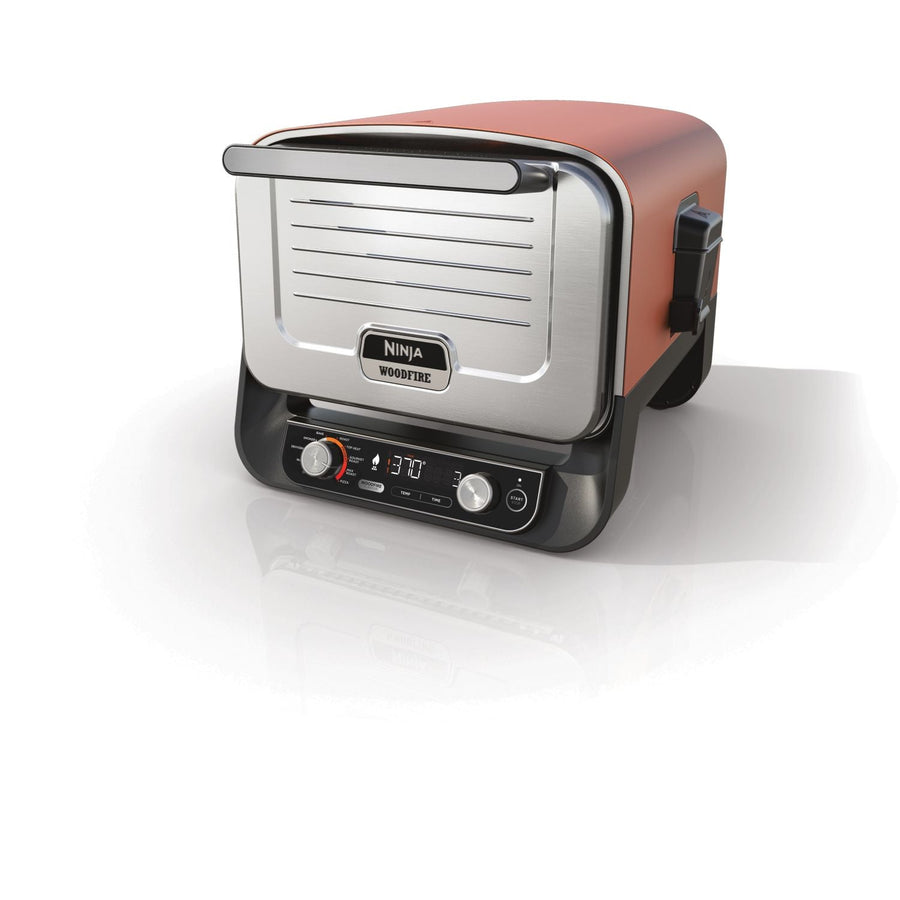 Horno de pizza eléctrico Ninja Woodfire OO101EU naranja inox, 1 pizza 30 cm, precalentamiento 15 min, hasta 370°C