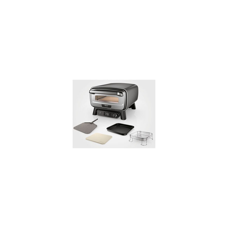 Horno de pizza eléctrico Ninja MO201EU inox negro pizza 30 cm, función air fryer, termostato digital para uso en exteriores