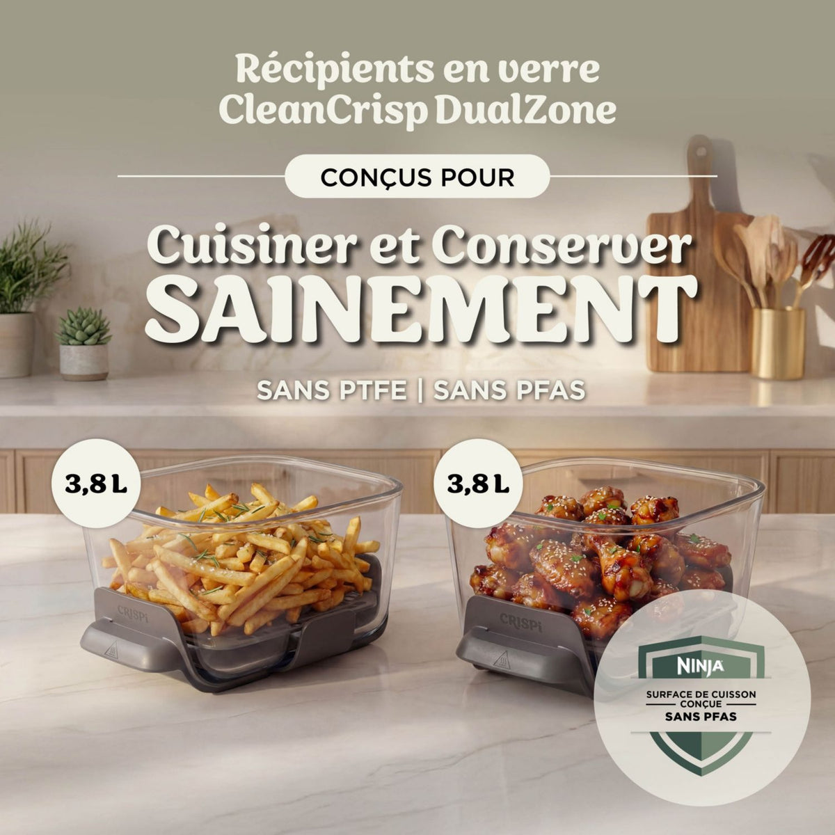 Friteuse sans huile Ninja CRISPi DualZone 8 fonctions DD102EU – Ivoire