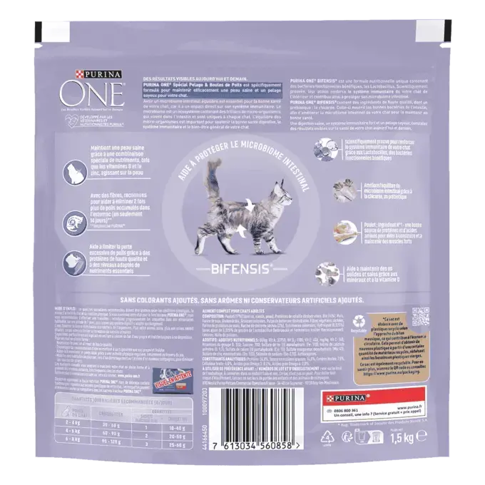 Purina® ONE® - Croquettes pour Chat Spécial Pelage et Boules de Poils au Poulet et aux Céréales