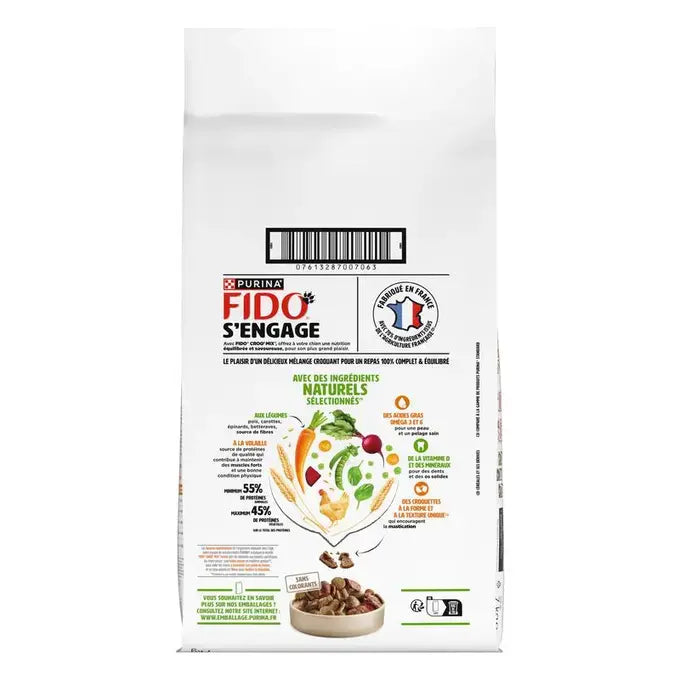 FIDO® CROQ’ MIX® Adulte Au Poulet & aux Légumes - Croquettes pour Chien