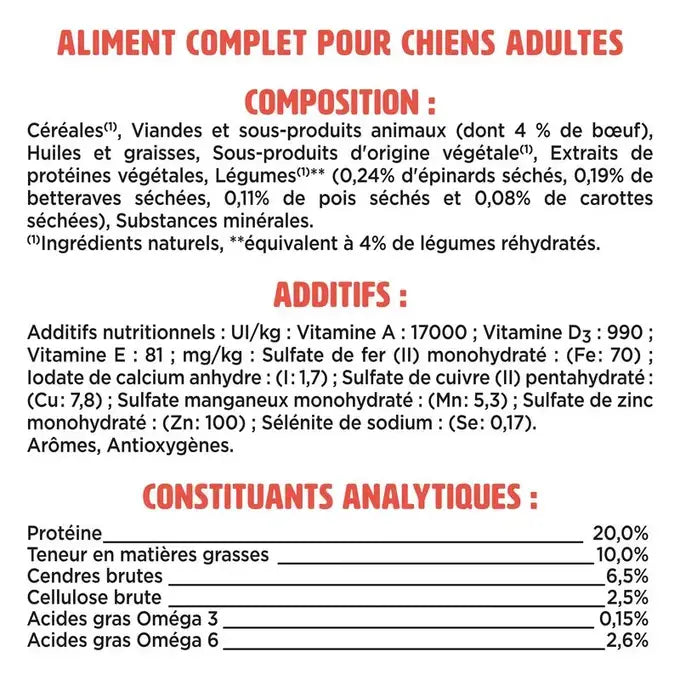 FIDO® CROQ’ MIX® Adulte Au Bœuf & aux Légumes - Croquettes pour Chien