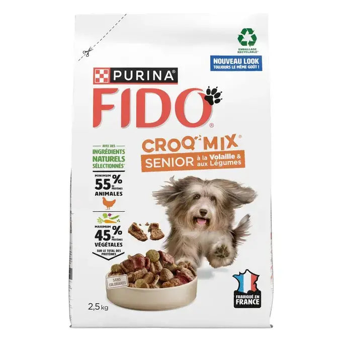 FIDO® CROQ’ MIX® Senior À la Volaille & aux Légumes - Croquettes pour Chien