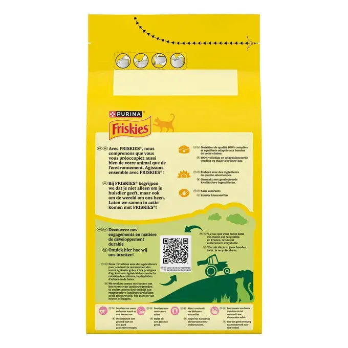 FRISKIES® JUNIOR - Croquettes pour Chaton avec un délicieux mélange de Poulet et de Dinde avec du Lait