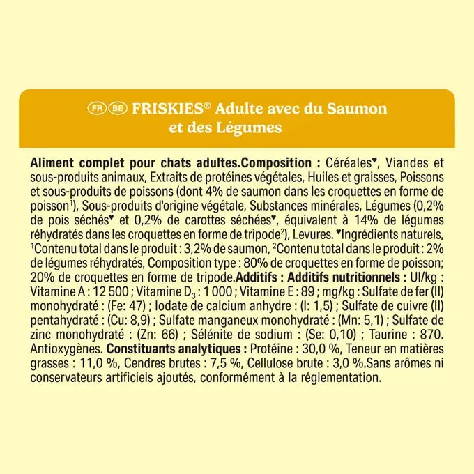 FRISKIES® CHAT ADULTE – Croquettes au Saumon avec des Légumes