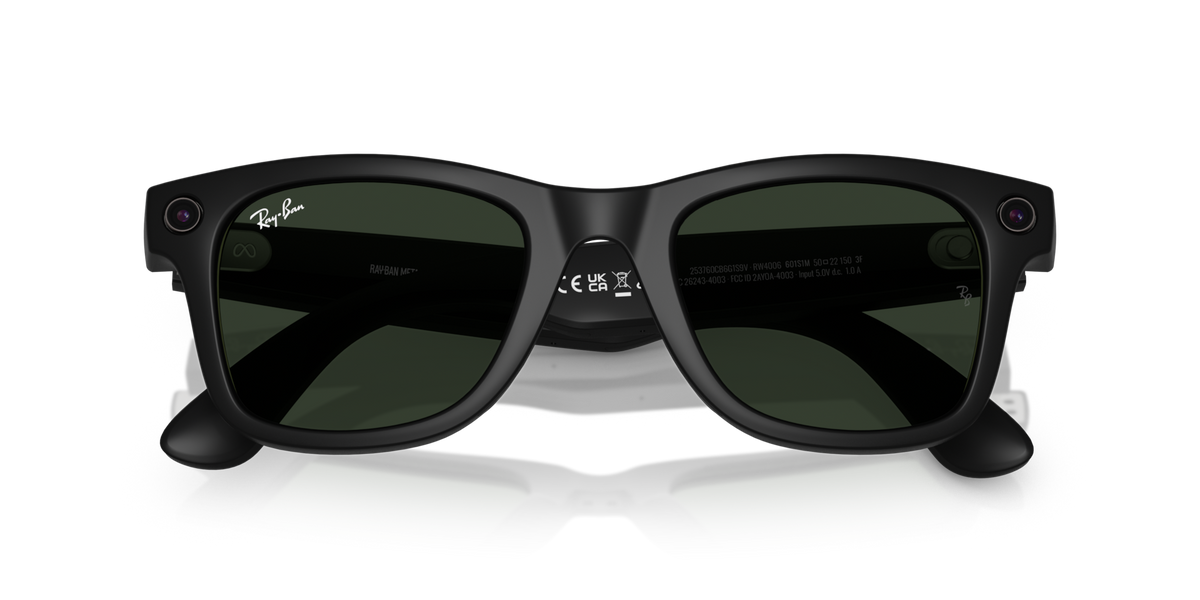 Ray-Ban Meta (Gen 1) Wayfarer - Mat Noir / Incolore/Vert Graphite