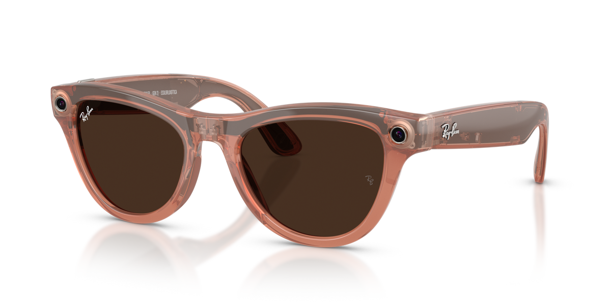 Ray-Ban Meta (Gen 2) Skyler - Brillant Pêche / Incolore/Marron