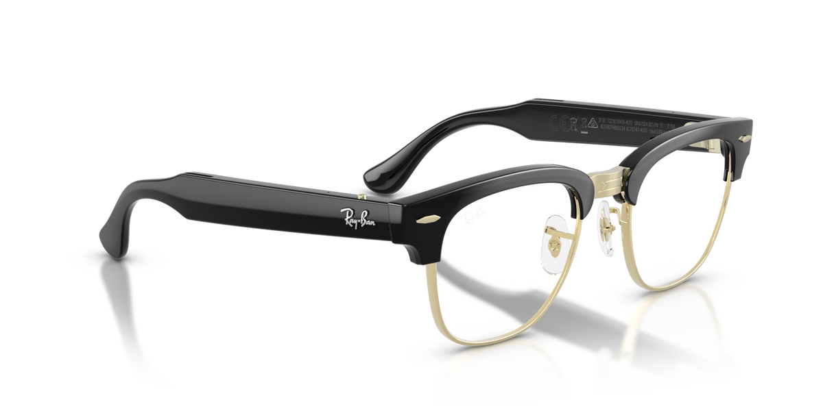 Ray-Ban Meta Audio Clubmaster - Brillant Noir / Transparent/Vert Graphite