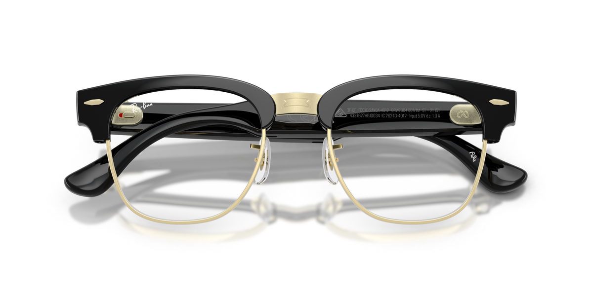 Ray-Ban Meta Audio Clubmaster - Brillant Noir / Transparent/Vert Graphite