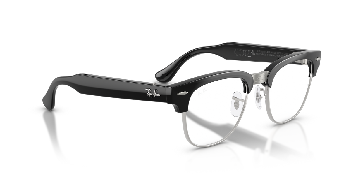 Ray-Ban Meta Audio Clubmaster - Brillant Noir / Filtre lumière bleu-violet transparent