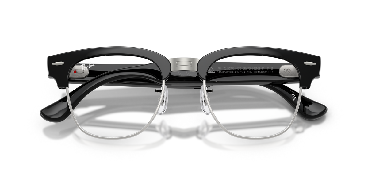 Ray-Ban Meta Audio Clubmaster - Brillant Noir / Filtre lumière bleu-violet transparent
