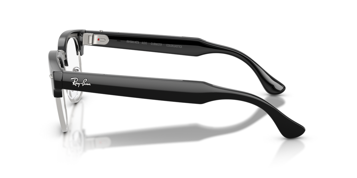 Ray-Ban Meta Audio Clubmaster - Brillant Noir / Filtre lumière bleu-violet transparent