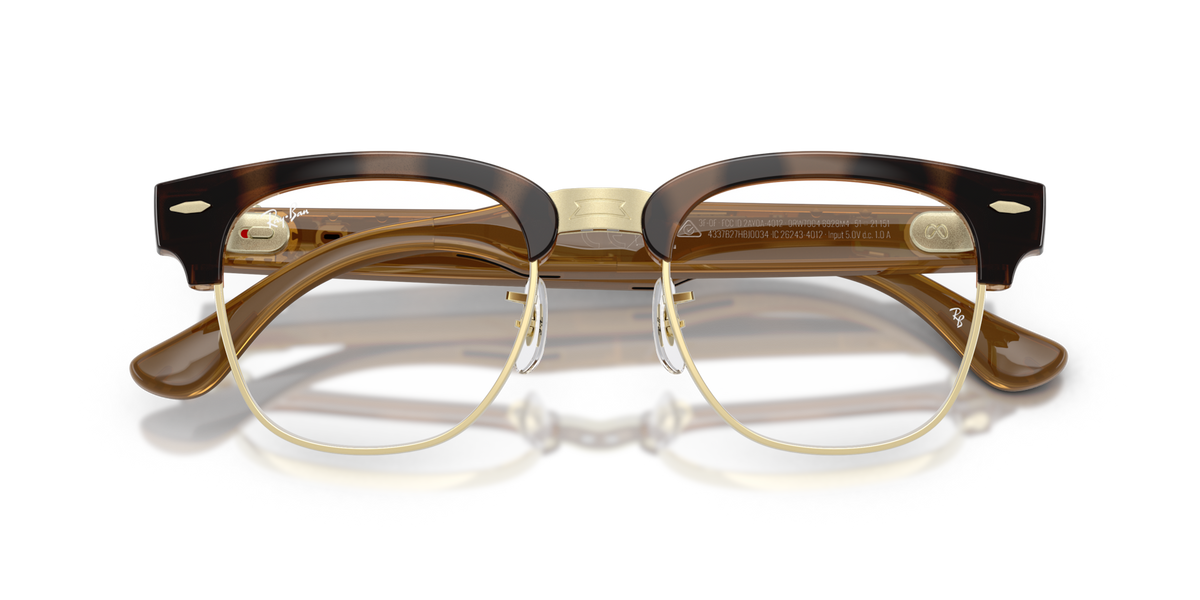 Ray-Ban Meta Audio Clubmaster - Brillant Havana / Incolore/Marron