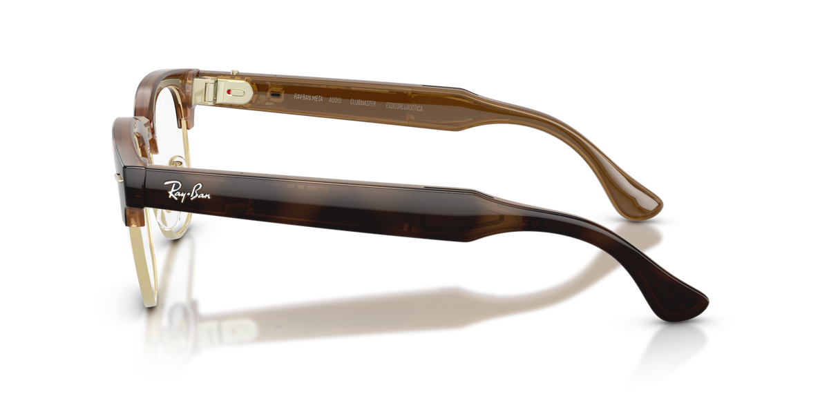 Ray-Ban Meta Audio Clubmaster - Brillant Havana / Incolore/Marron