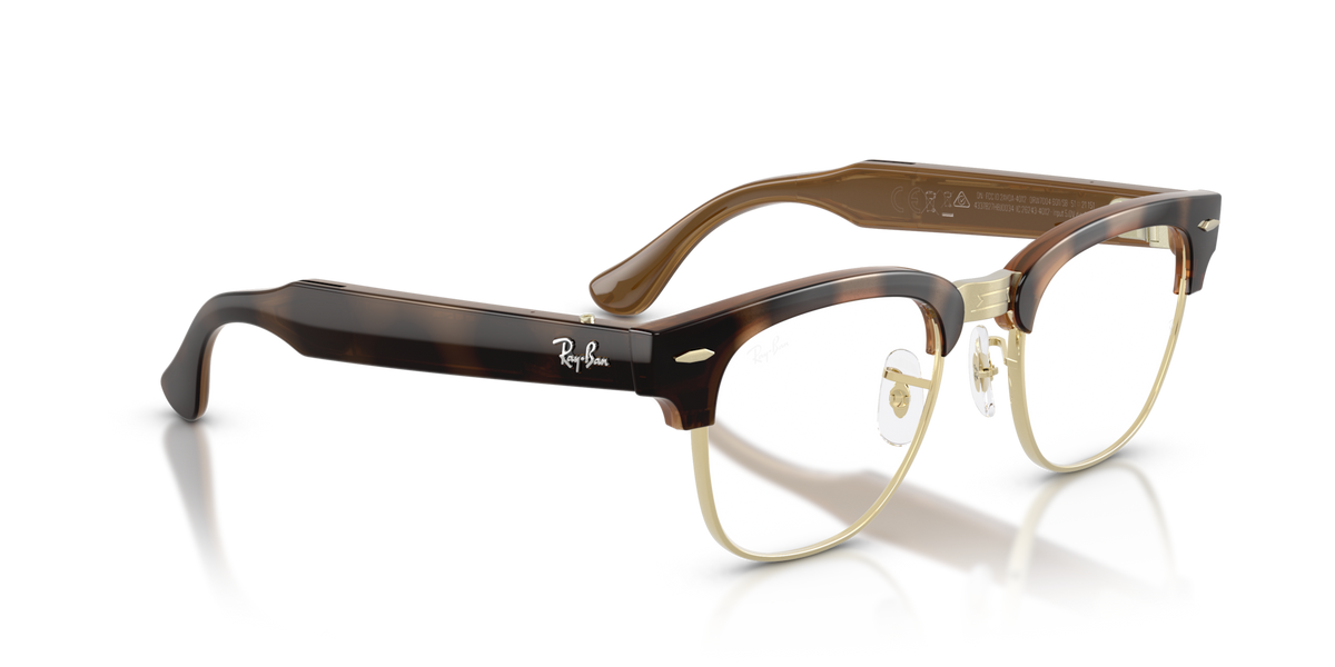 Ray-Ban Meta Audio Clubmaster - Brillant Havana / Filtre lumière bleu-violet transparent