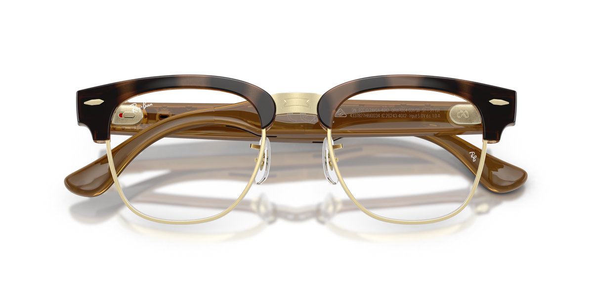 Ray-Ban Meta Audio Clubmaster - Brillant Havana / Filtre lumière bleu-violet transparent
