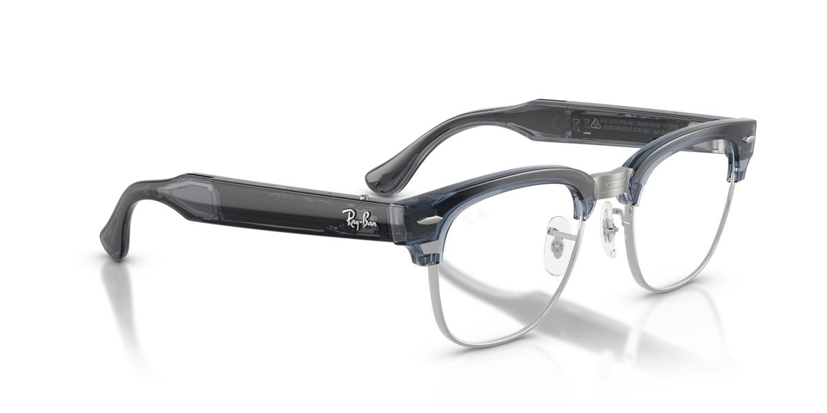 Ray-Ban Meta Audio Clubmaster - Brillant Bleu ciel transparent / Incolore/Saphir