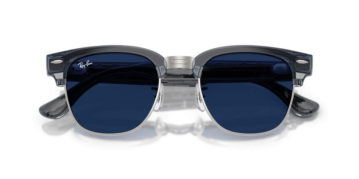 Ray-Ban Meta Audio Clubmaster - Brillant Bleu ciel transparent / Incolore/Saphir