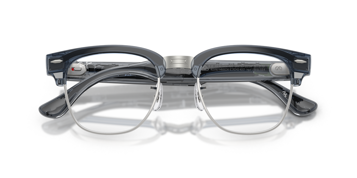 Ray-Ban Meta Audio Clubmaster - Brillant Bleu ciel transparent / Incolore/Saphir