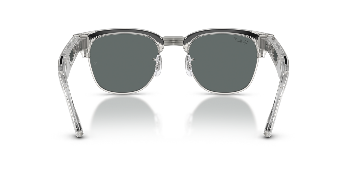 Ray-Ban Meta Audio Clubmaster - Brillant Gris fer transparent / Gris foncé Polarisé