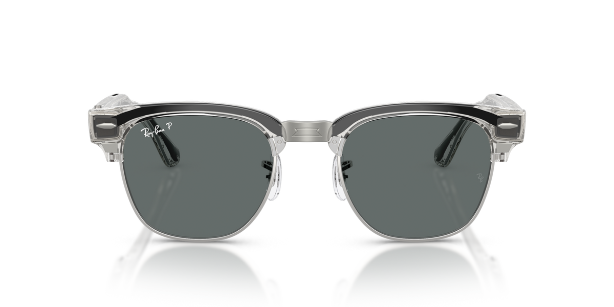 Ray-Ban Meta Audio Clubmaster - Brillant Gris fer transparent / Gris foncé Polarisé