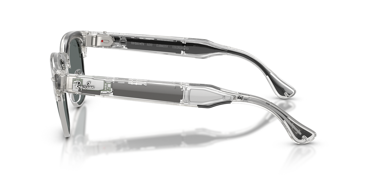 Ray-Ban Meta Audio Clubmaster - Brillant Gris fer transparent / Gris foncé Polarisé
