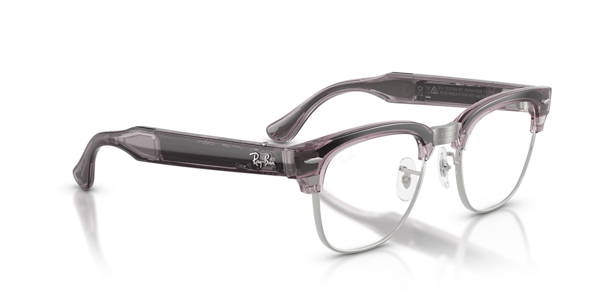 Ray-Ban Meta Audio Clubmaster - Brillant Orchidée transparent / Transparent/Ruby
