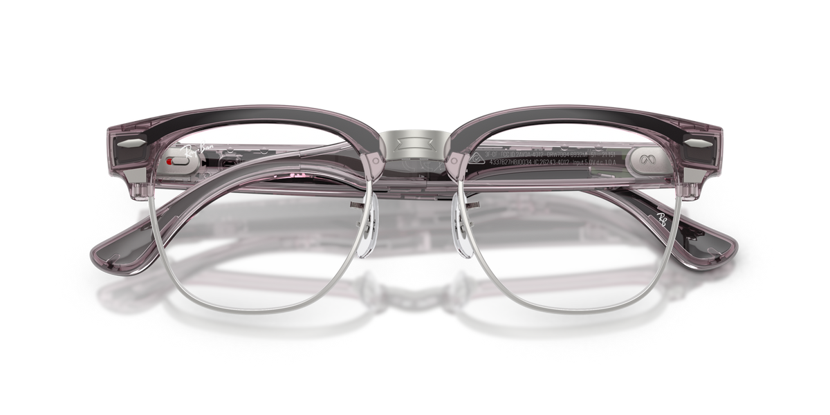 Ray-Ban Meta Audio Clubmaster - Brillant Orchidée transparent / Transparent/Ruby