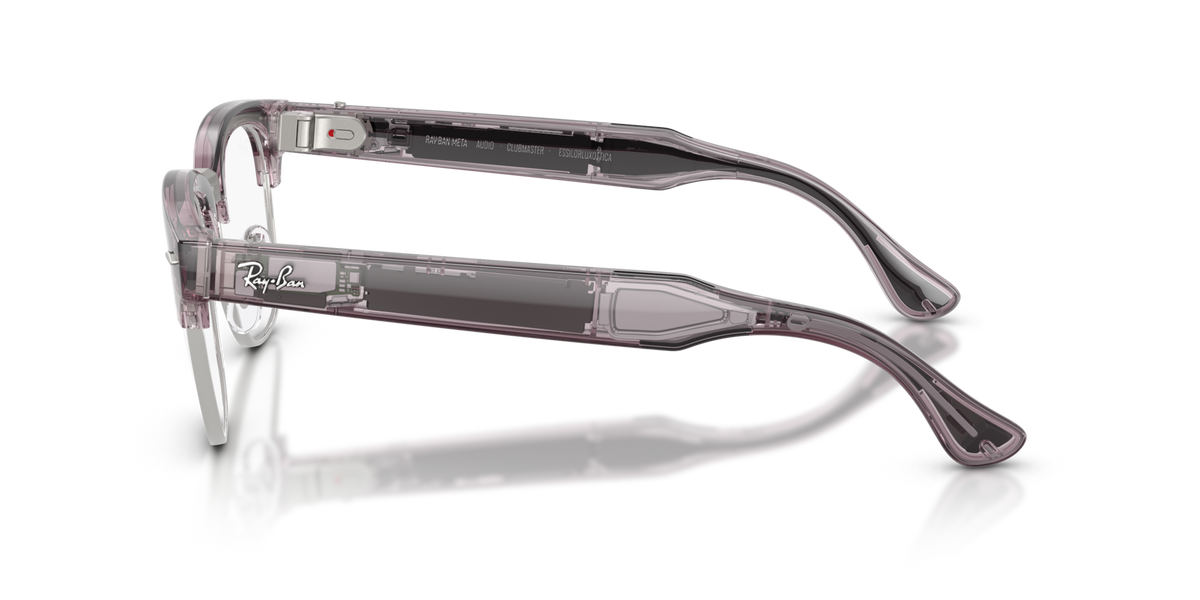 Ray-Ban Meta Audio Clubmaster - Brillant Orchidée transparent / Transparent/Ruby