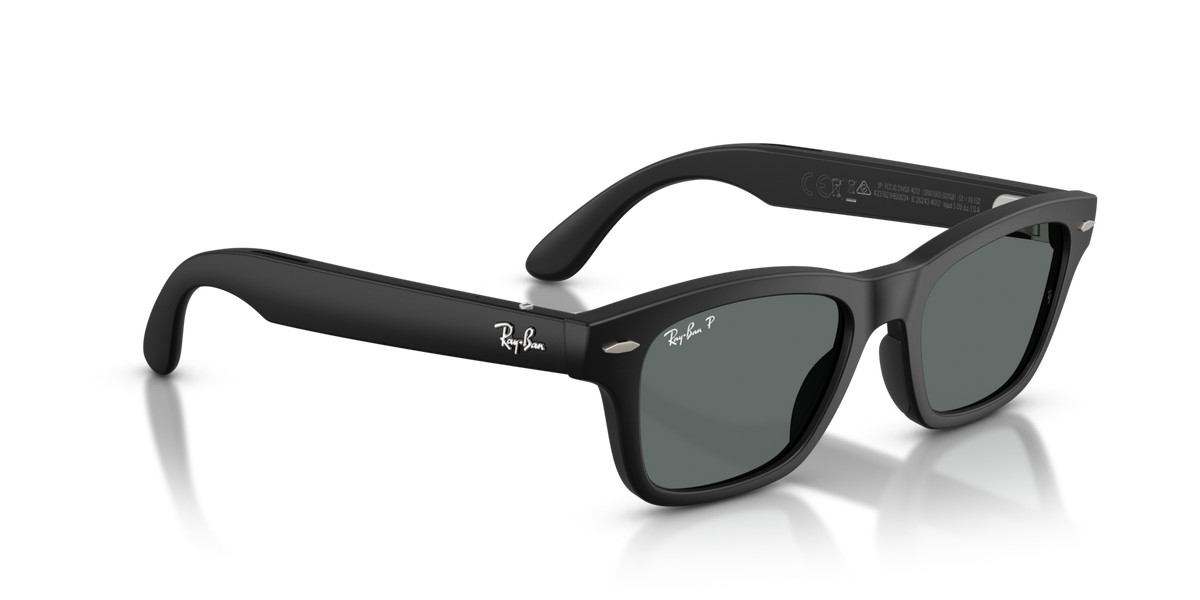 Ray-Ban Meta Audio Burbank - Mat Noir uni / Gris foncé Polarisé