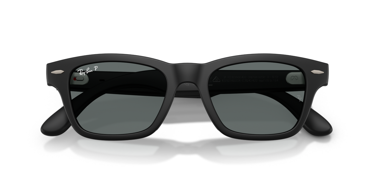 Ray-Ban Meta Audio Burbank - Mat Noir uni / Gris foncé Polarisé