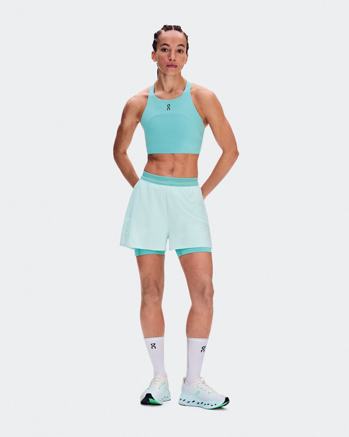  3" Performance 2/1 Shorts femme - Flurry | Aquamarine