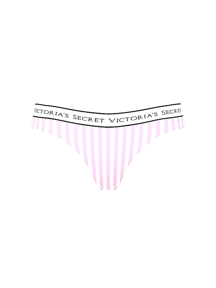 Logo Cotton Thong Panty - Pretty Blossom Stripes