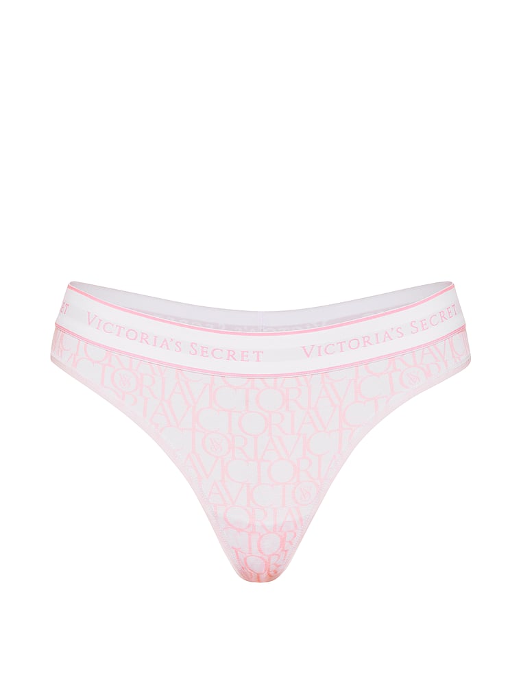 Logo Cotton Thong Panty - Pink Victoria Logos