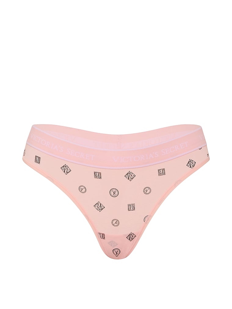 Logo Cotton Thong Panty - Angel Pink Logo Stamps
