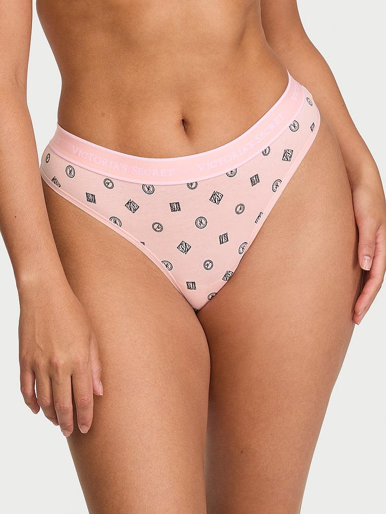 Logo Cotton Thong Panty - Angel Pink Logo Stamps