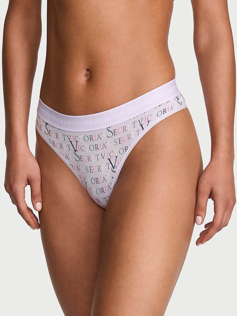Logo Cotton Thong Panty - Purple Whisper Logos