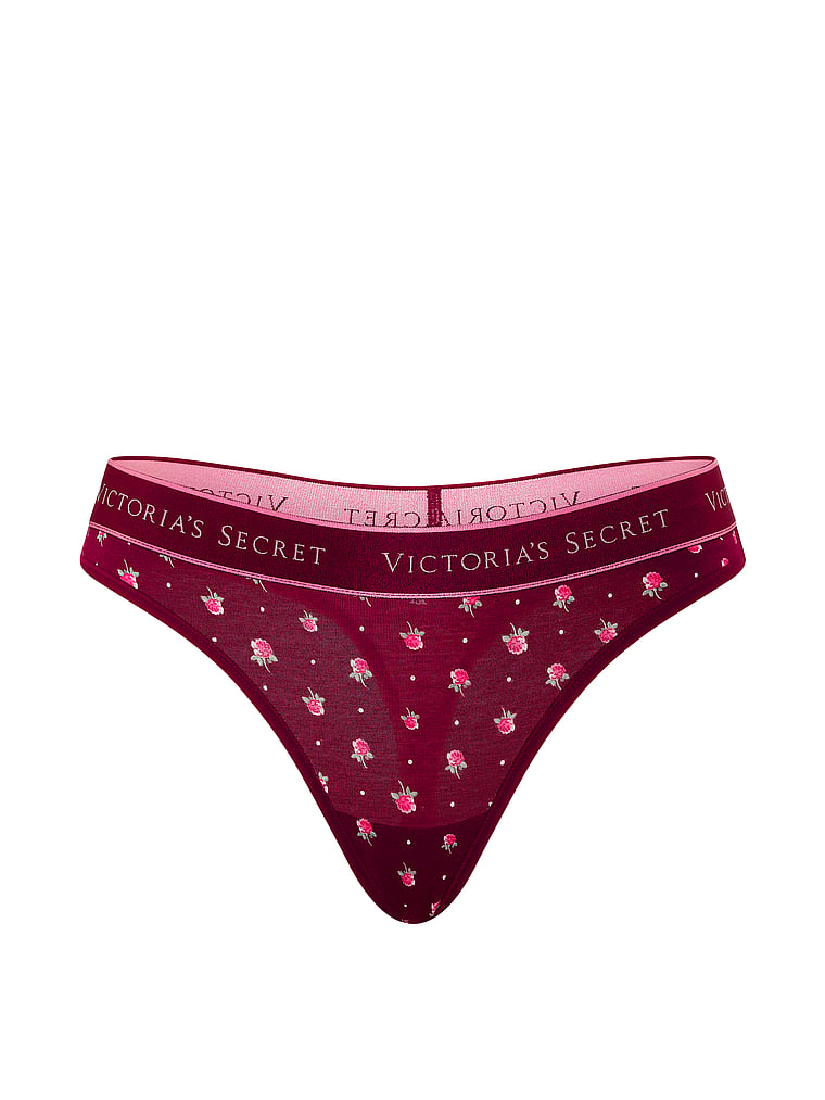 Logo Cotton Thong Panty - Fresh Jam Floral