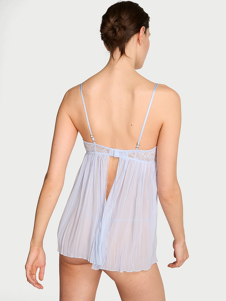 Dare to Dream Lace Pleated Babydoll Set - Belle Blue