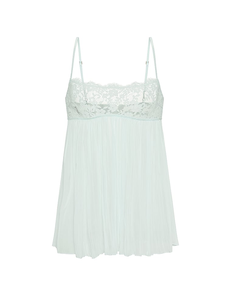 Dare to Dream Lace Pleated Babydoll Set - Blue Bliss