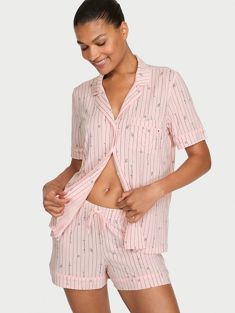 SoSoft™ Modal Short Pajama Set - Angel Pink Heart Stripes