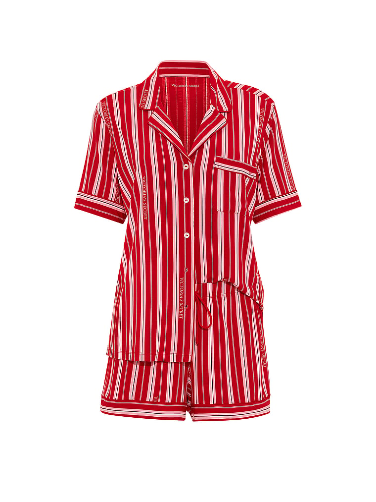 SoSoft™ Modal Short Pajama Set - Lipstick Candy Cane Stripes