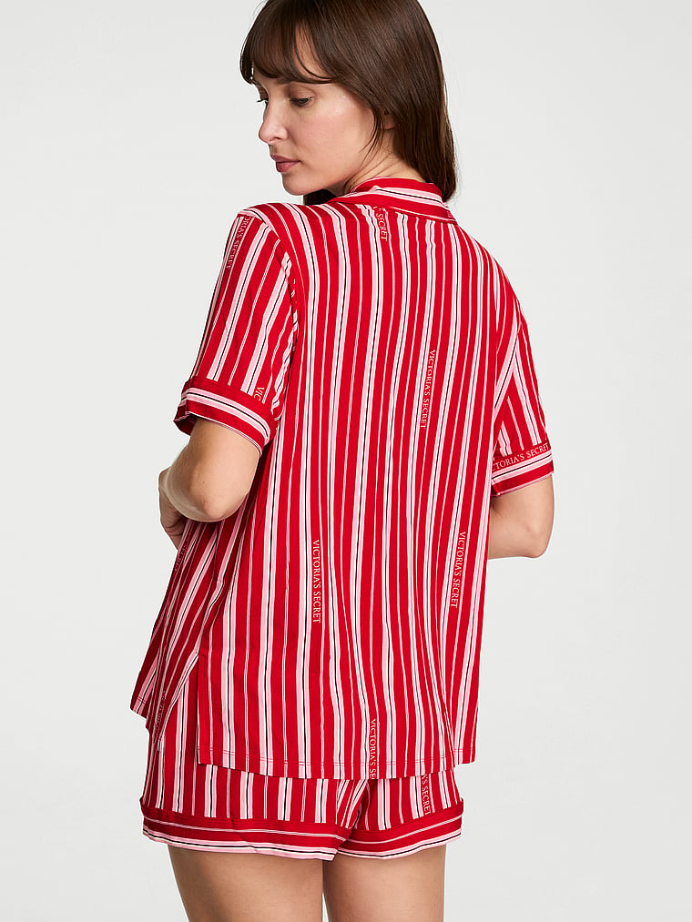 SoSoft™ Modal Short Pajama Set - Lipstick Candy Cane Stripes