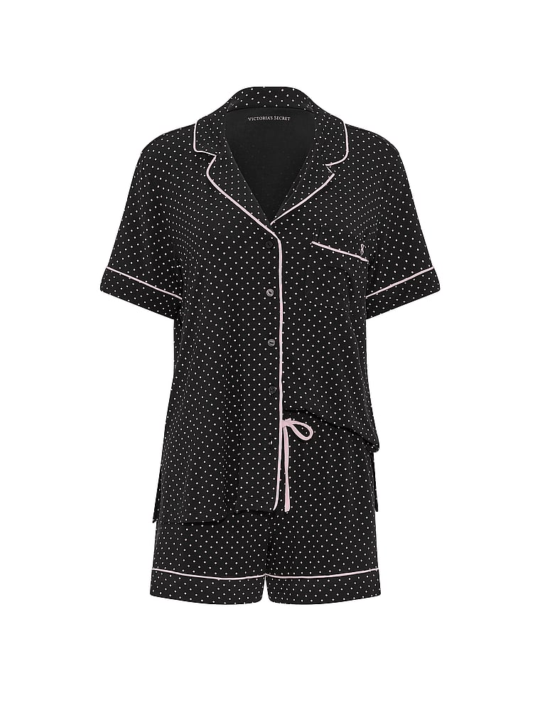 SoSoft™ Modal Short Pajama Set - Black & Pink Dots