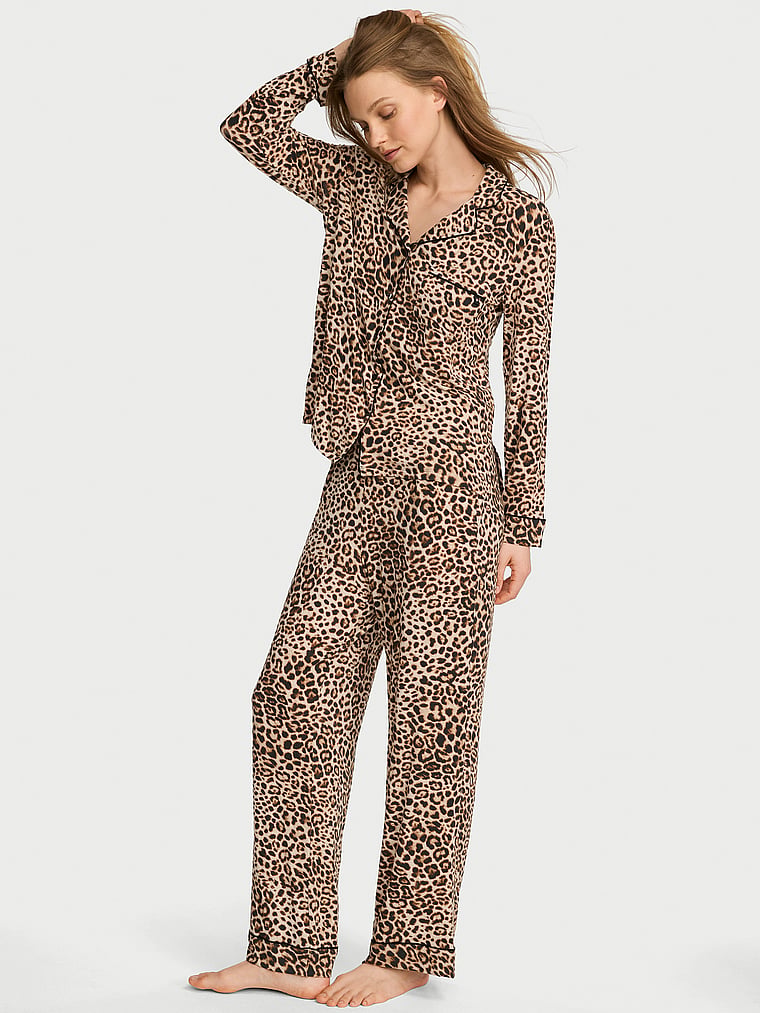 SoSoft™ Modal Long Pajama Set - Canvas/Vintage Tan Leopard