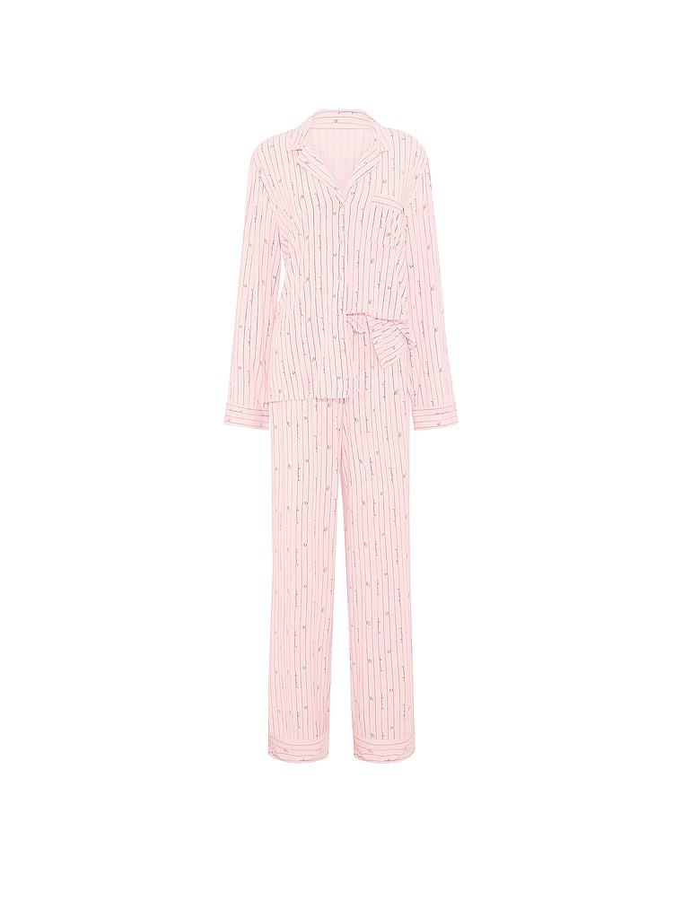 SoSoft™ Modal Long Pajama Set - Angel Pink Logo Script