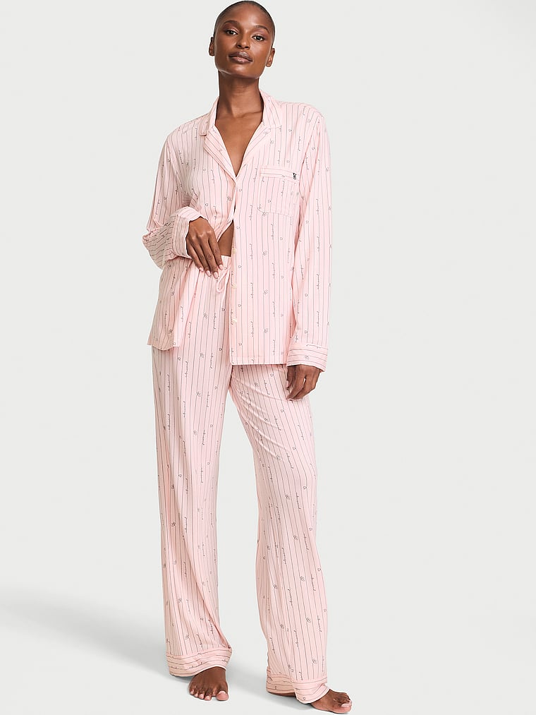 SoSoft™ Modal Long Pajama Set - Angel Pink Logo Script