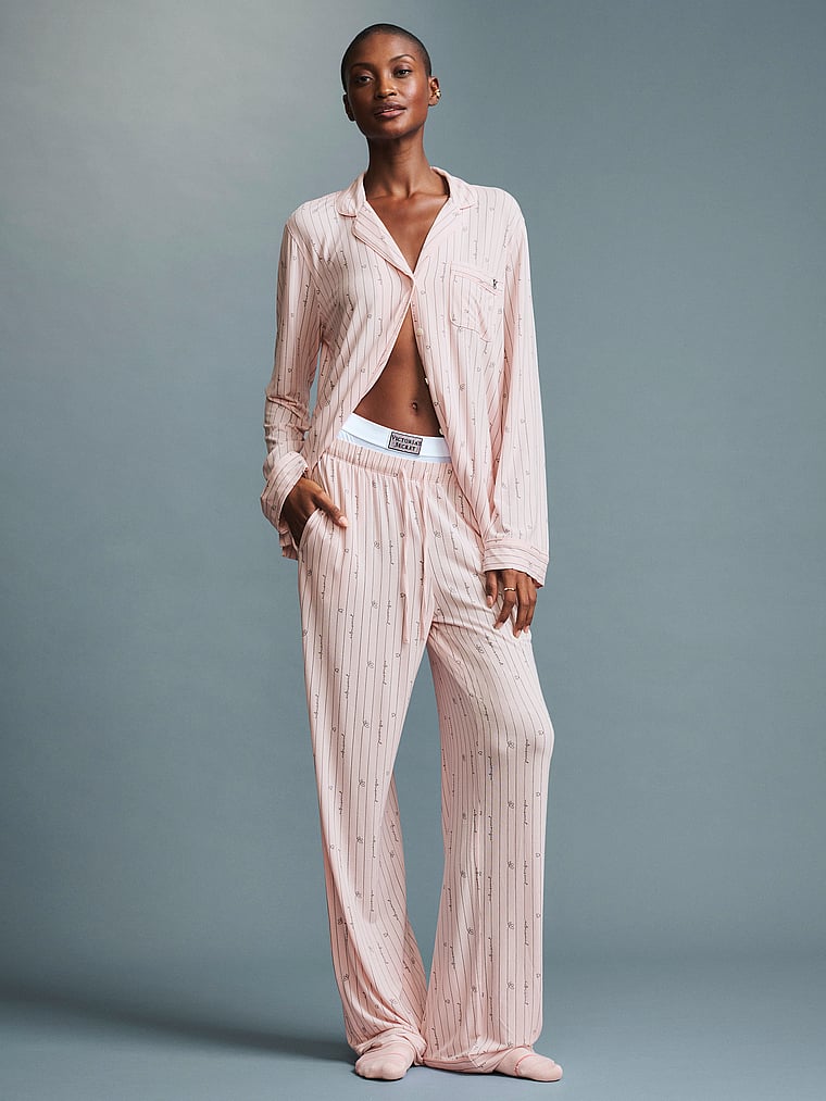 SoSoft™ Modal Long Pajama Set - Angel Pink Logo Script
